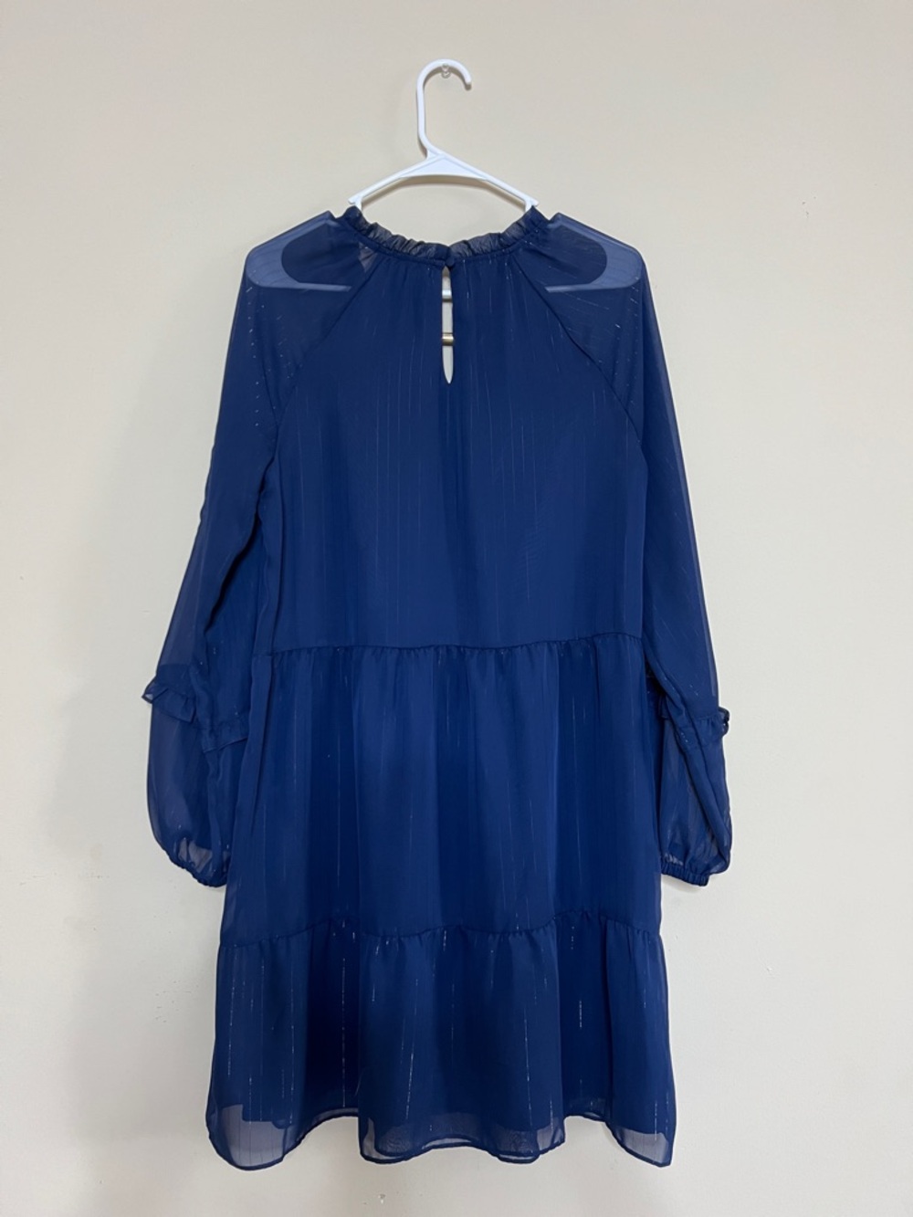 🦋📚🛋️🏧INC Navy Blue Long-Sleeve Tiered Dress - Picture 5 of 7